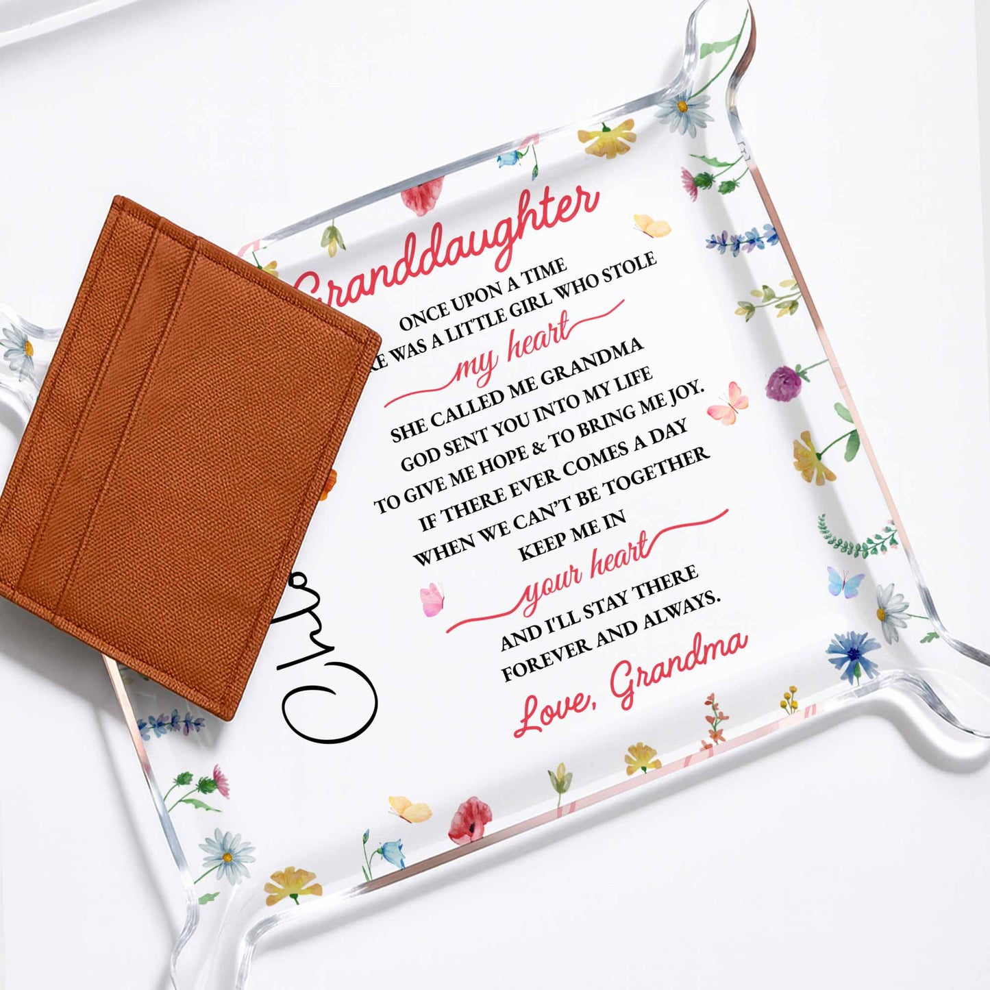 To My Granddaughter, Heart And Flowers Message