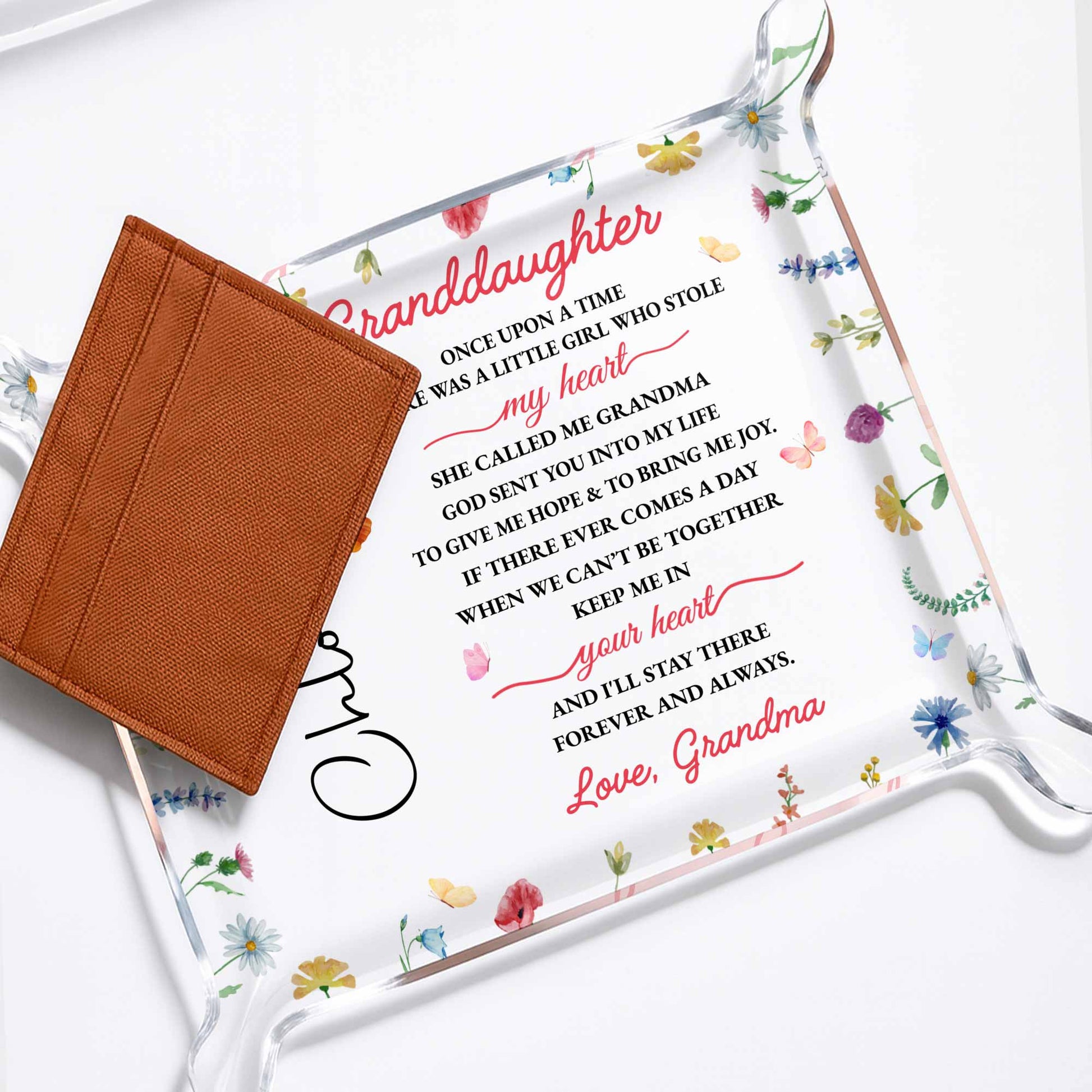 To My Granddaughter, Heart And Flowers Message