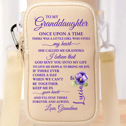 To My Granddaughter, Always In My Heart - Personalized Custom Water Bottle Carrier Bag - GDT108_BCB