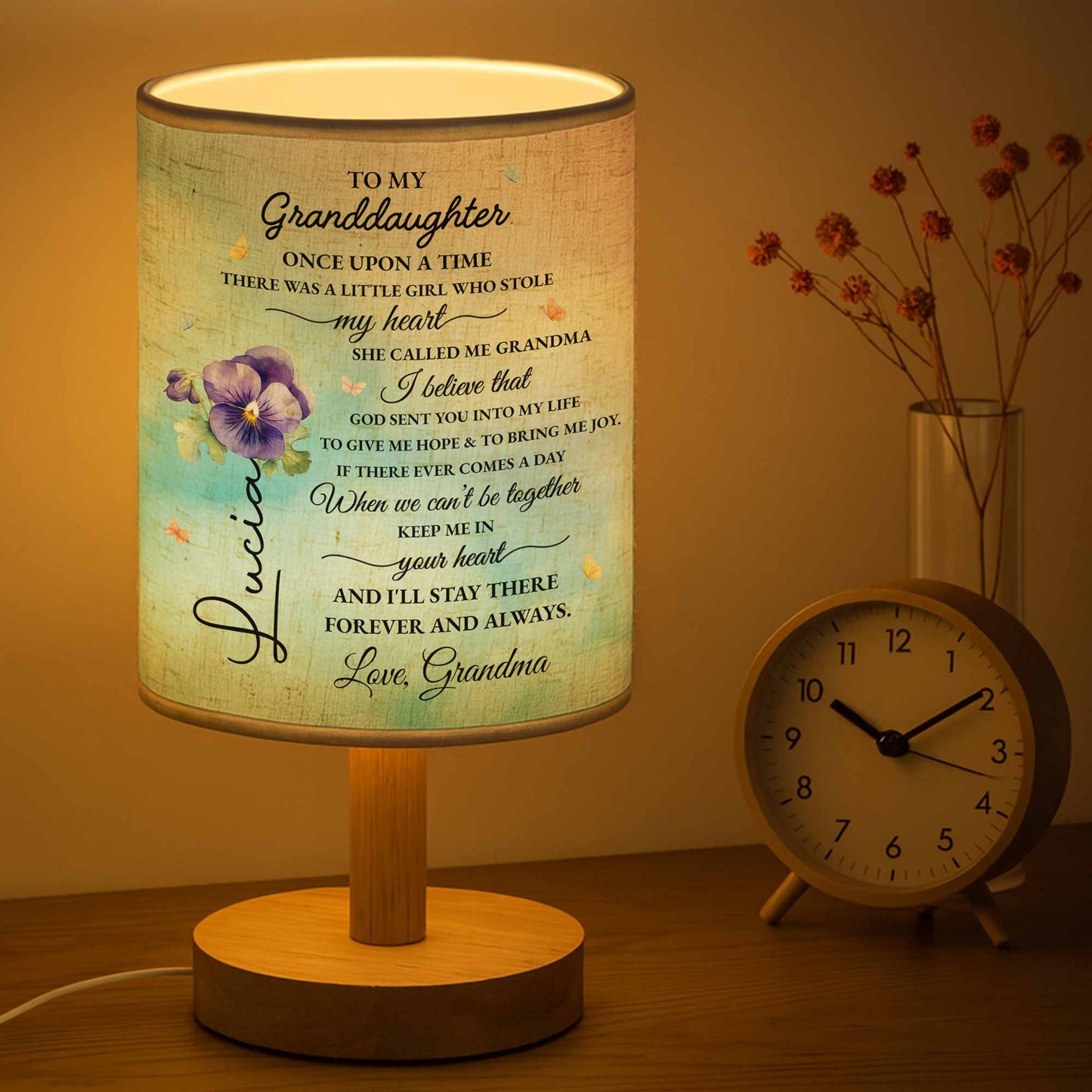 To My Granddaughter, Once Upon A Time, Flowers - Personalized Custom Fabric Lamp - GDT108_FLAMP