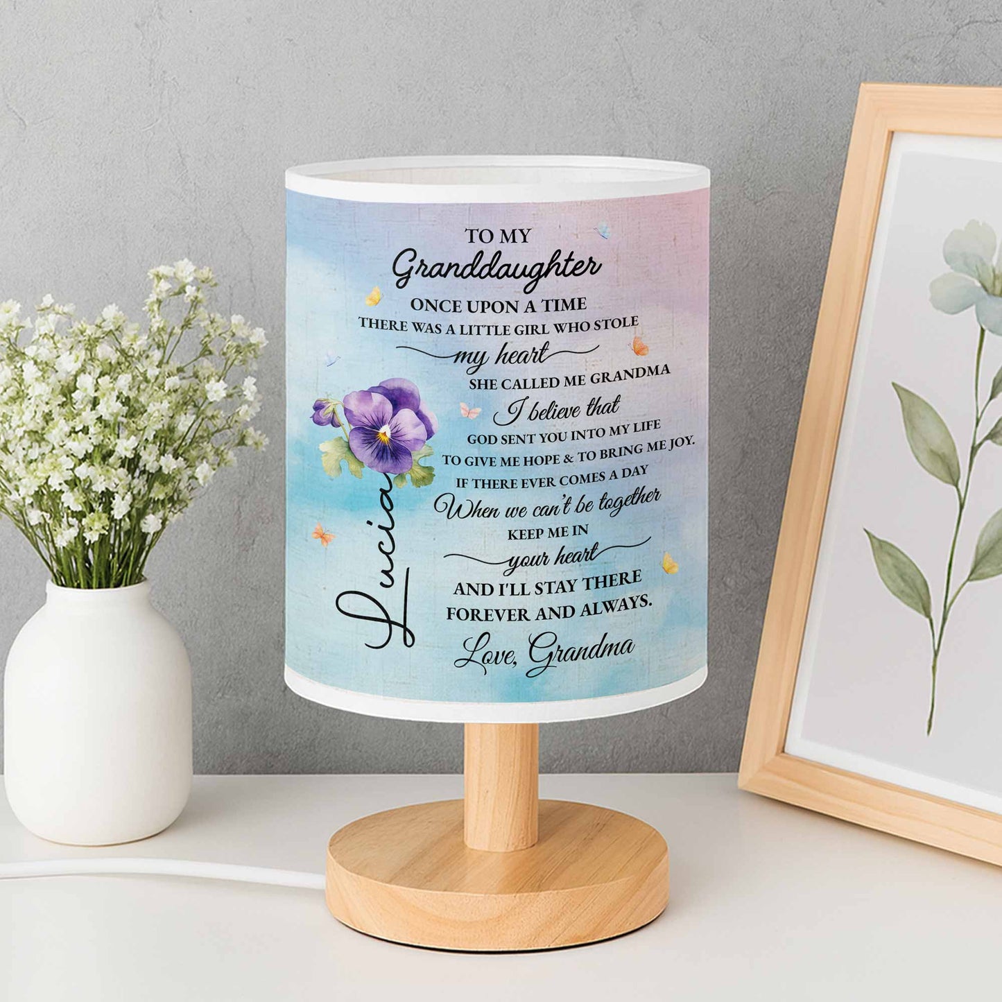 To My Granddaughter, Once Upon A Time, Flowers - Personalized Custom Fabric Lamp - GDT108_FLAMP