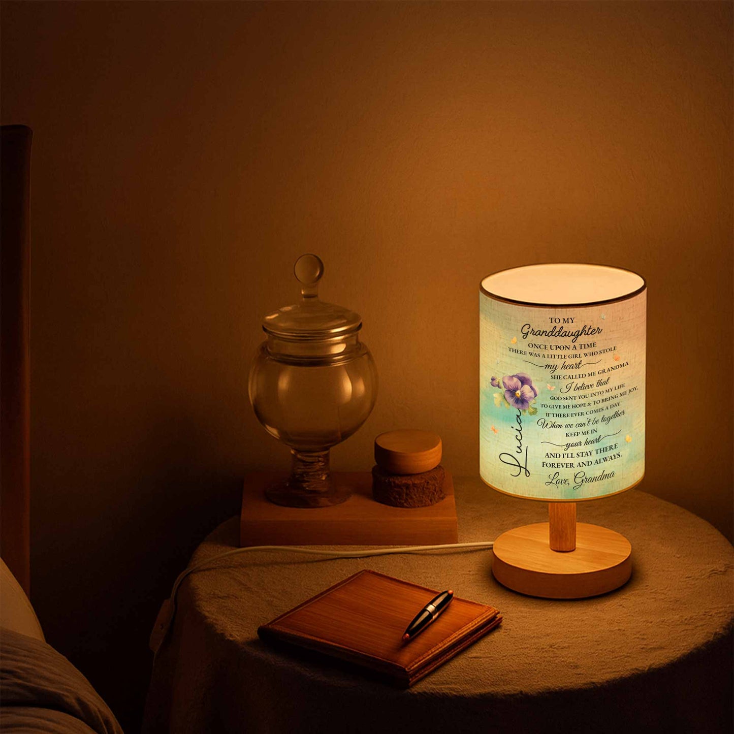 To My Granddaughter, Once Upon A Time, Flowers - Personalized Custom Fabric Lamp - GDT108_FLAMP