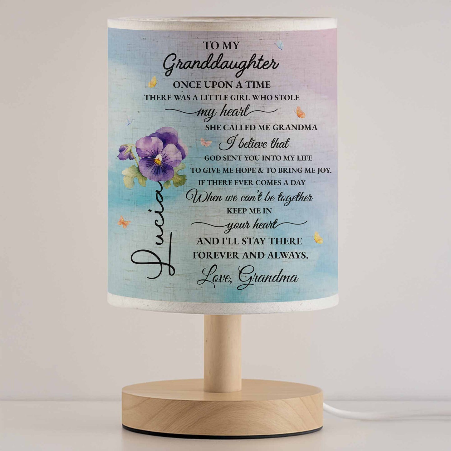 To My Granddaughter, Once Upon A Time, Flowers - Personalized Custom Fabric Lamp - GDT108_FLAMP