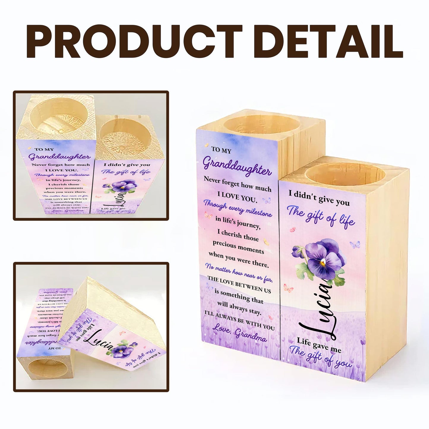 Para mi nieta, el amor siempre permanece, Pensamientos - Candelabro personalizado - GDT121_CAHOW