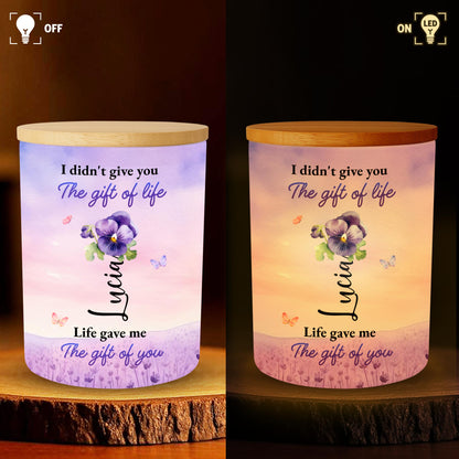 Para mi nieta, con cariño, de la abuela, con flores y mariposas - Tarro de cristal personalizado con LED - GDT121_LEJAR
