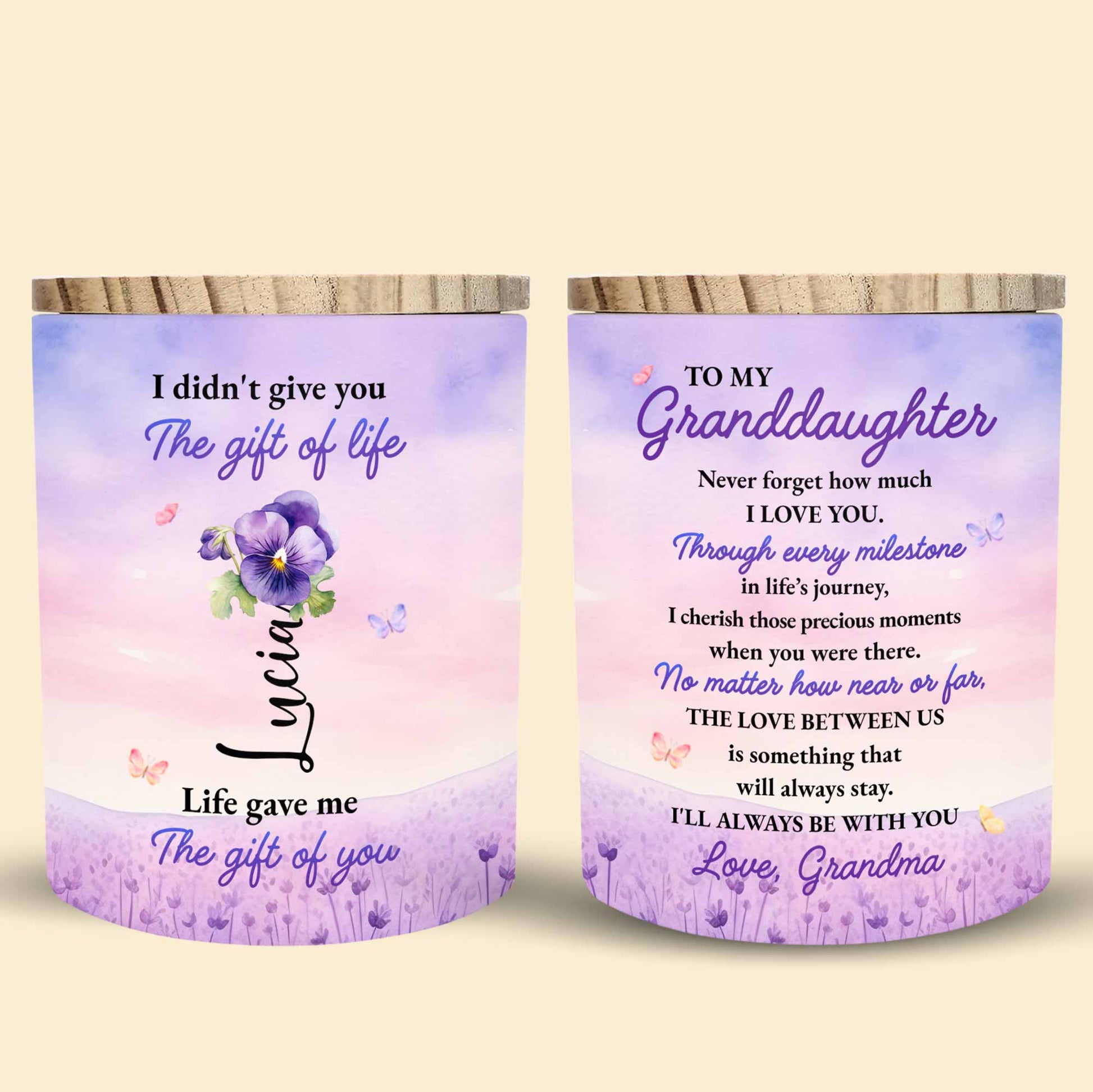 To My Granddaughter Love Always From Grandma With Flowers And Butterflies