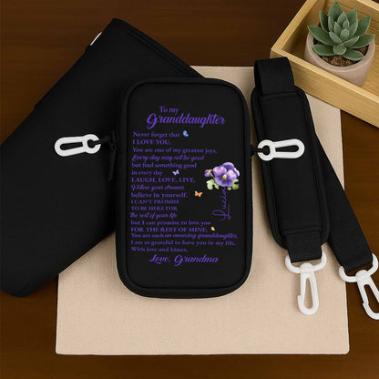 To My Granddaughter, Flowers and Butterfly Design - Personalized Custom Water Bottle Carrier Bag - GDT123_BCB