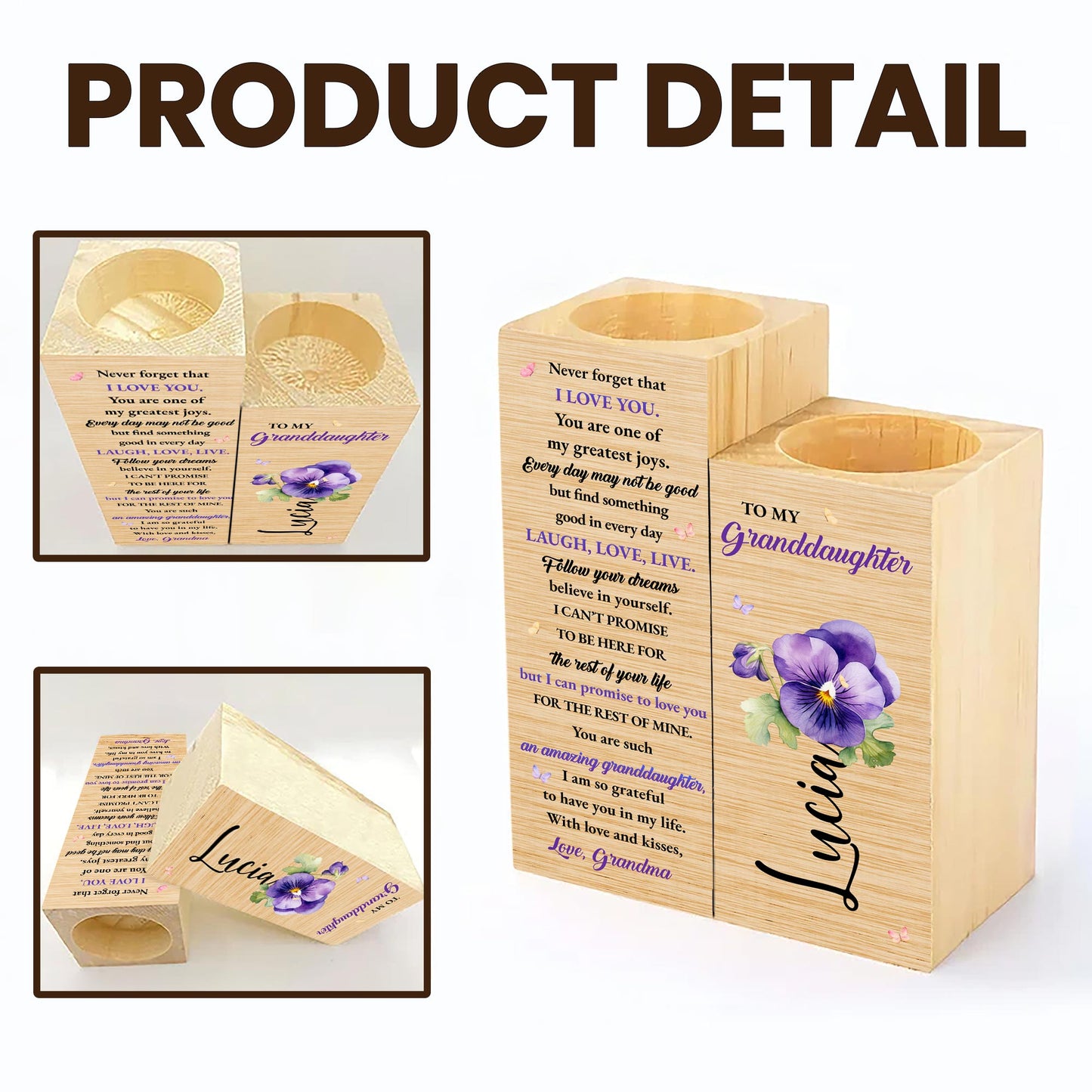 Never Forget That I Love You With Flowers And Note Design - Personalized Custom Candle Holder - GDT123_CAHOW