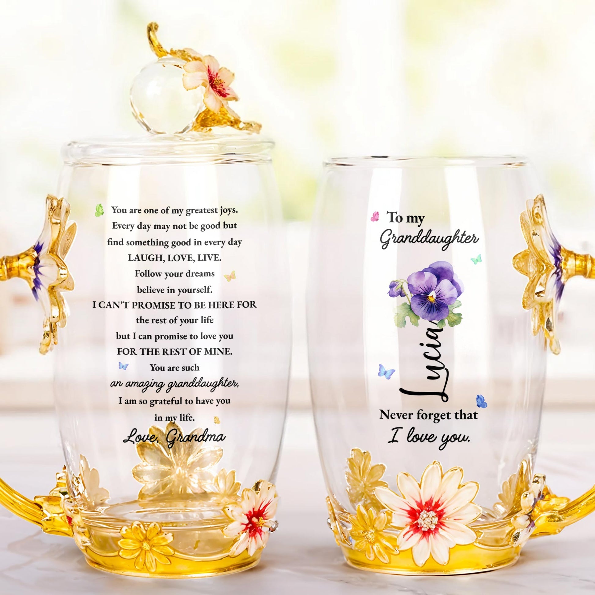 To My Goddaughter, Never Forget That I Love You, Flowers and Butterfly