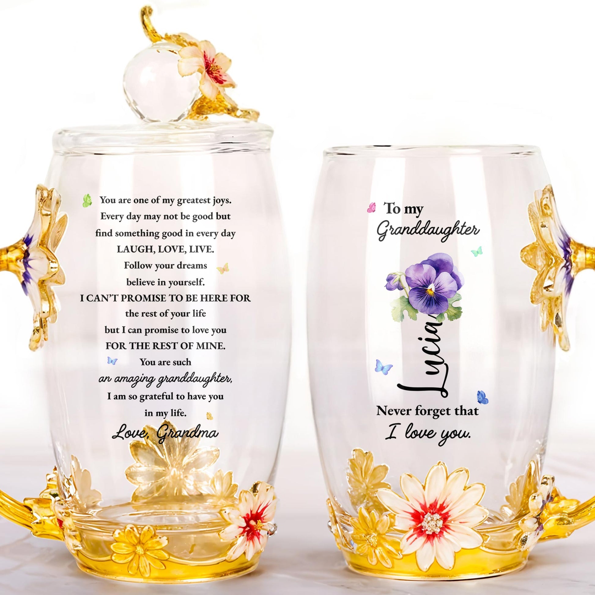 To My Goddaughter, Never Forget That I Love You, Flowers and Butterfly