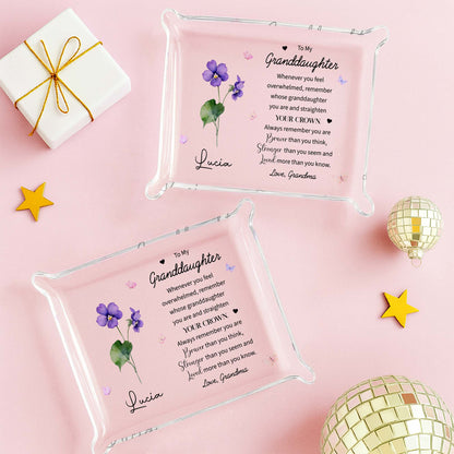 To My Granddaughter Acrylic Tray with Flowers and Butterflies