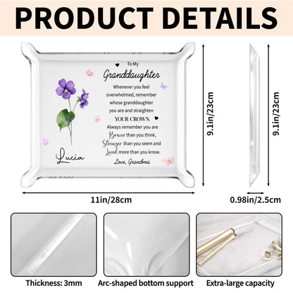 To My Granddaughter Acrylic Tray with Flowers and Butterflies