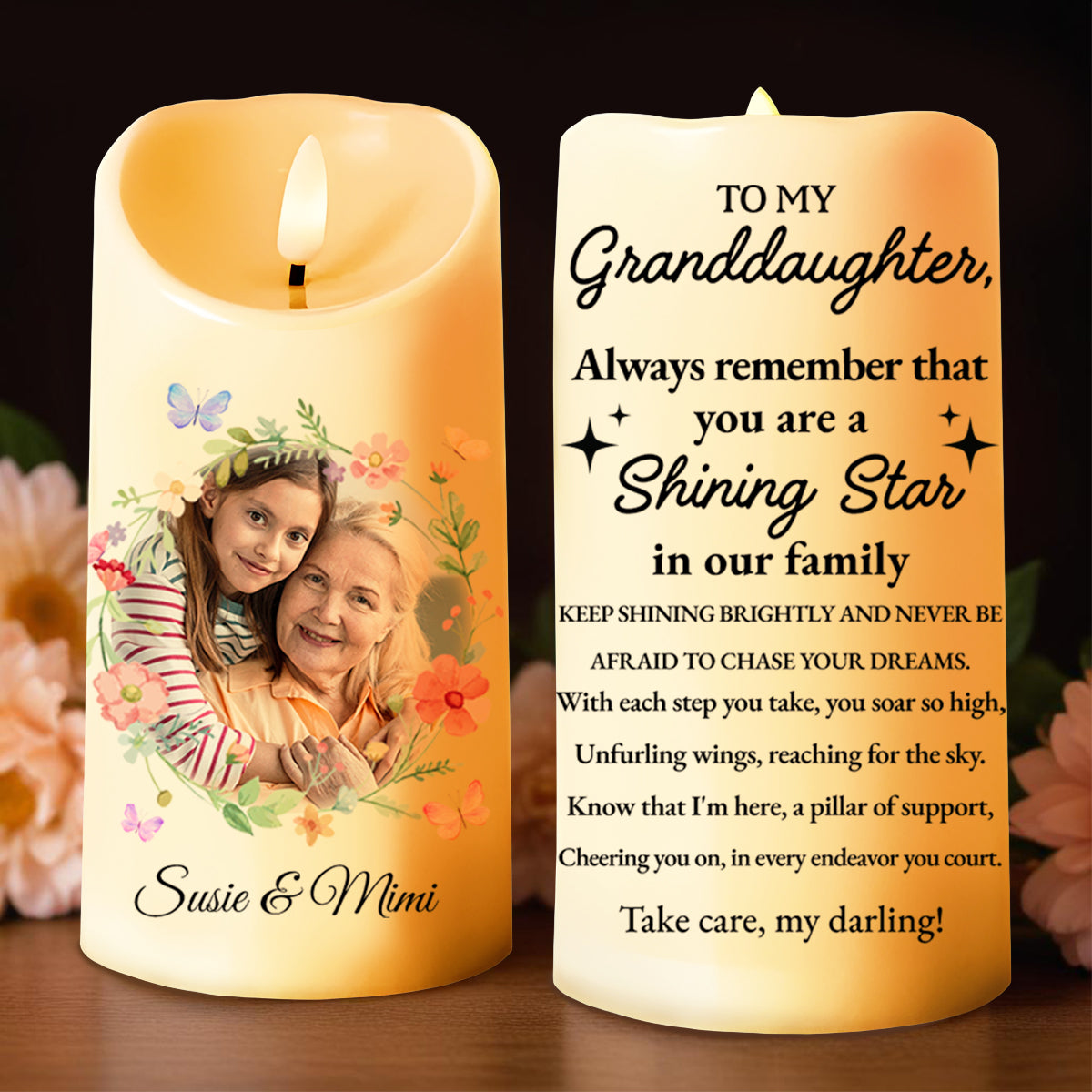 Shining Star Granddaughter Inspirational Message With Flowers And Butterflies