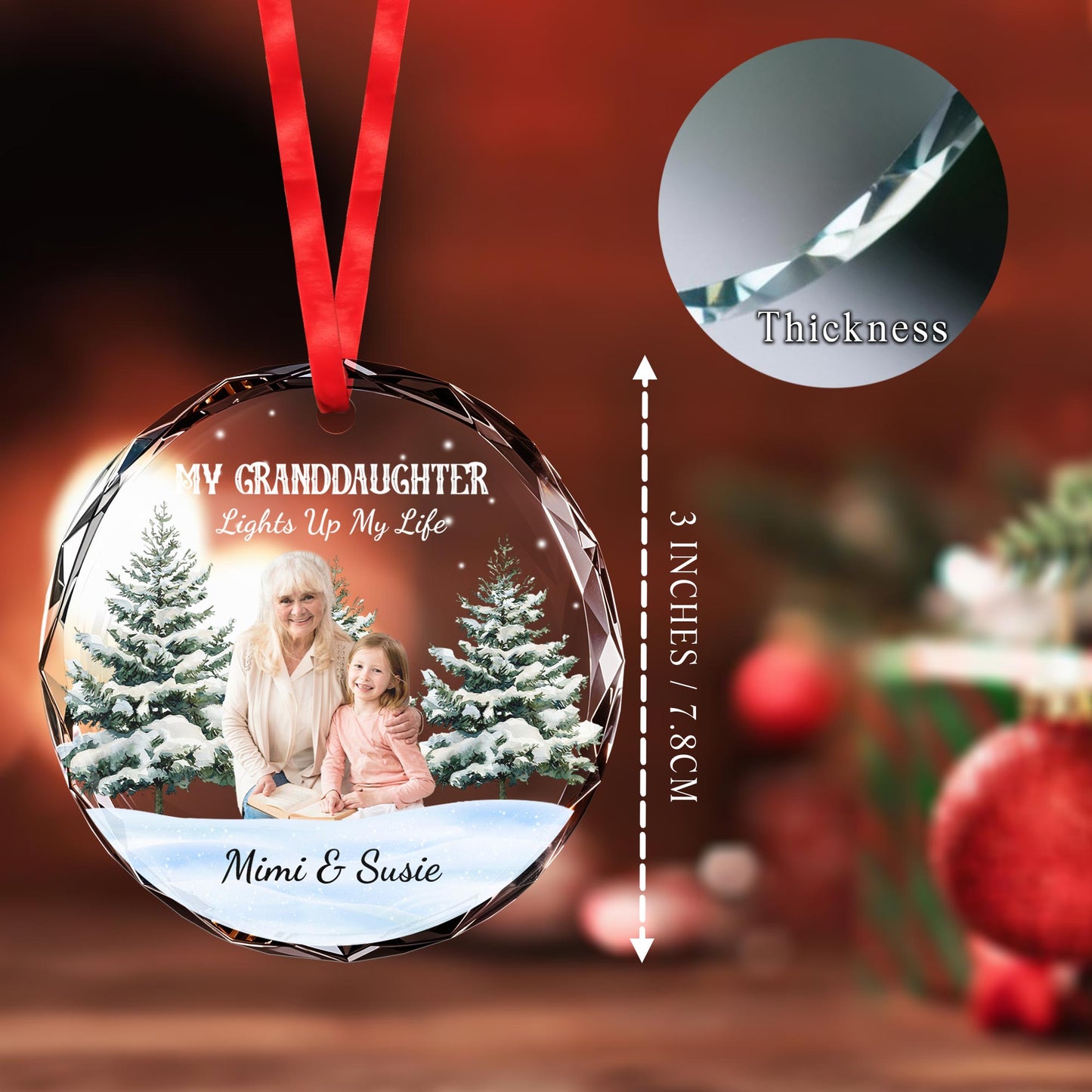 Family Love and Warm Winter Trees Personalized Ornament
