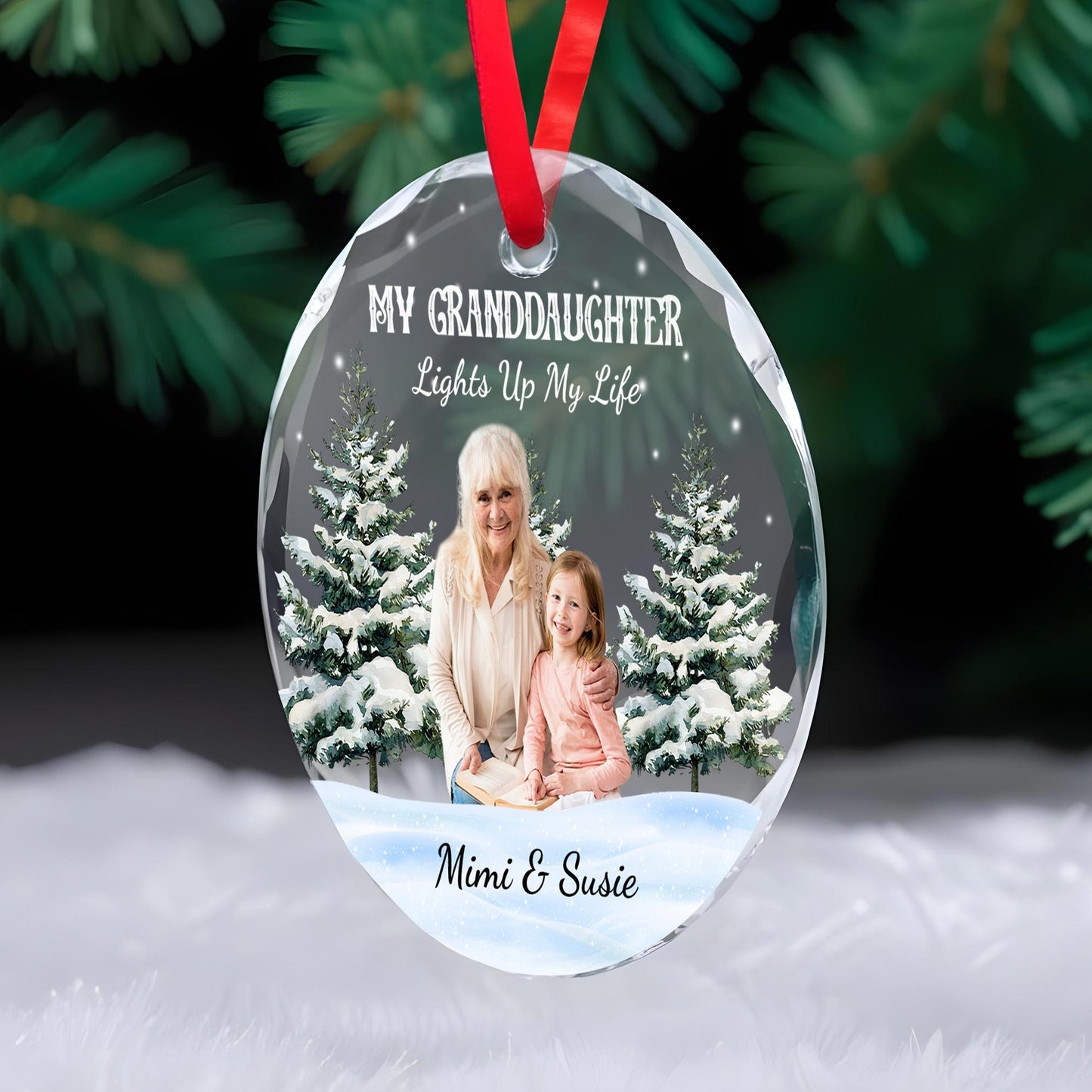Family Love and Warm Winter Trees Personalized Ornament