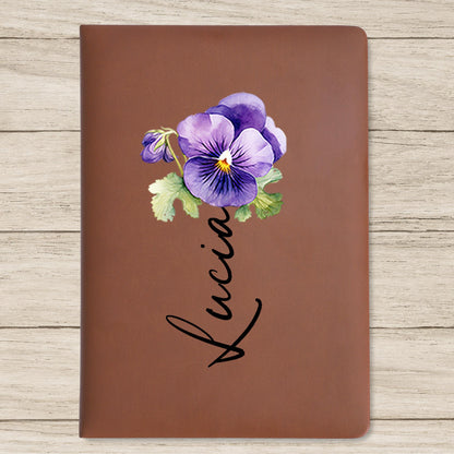 Pansy Flower Heartfelt Message Journal For Granddaughter - Personalized Custom Leather Journal - GDT182_JRNL