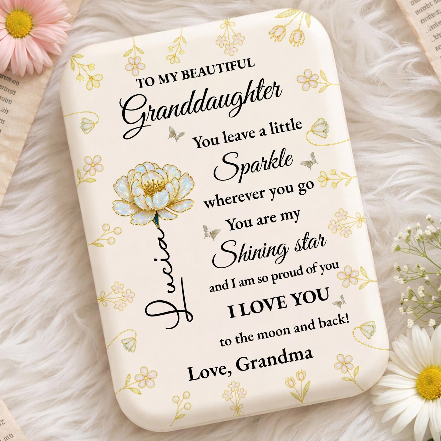 To My Beautiful Granddaughter Sparkle Wherever You Go Shining Star Flower