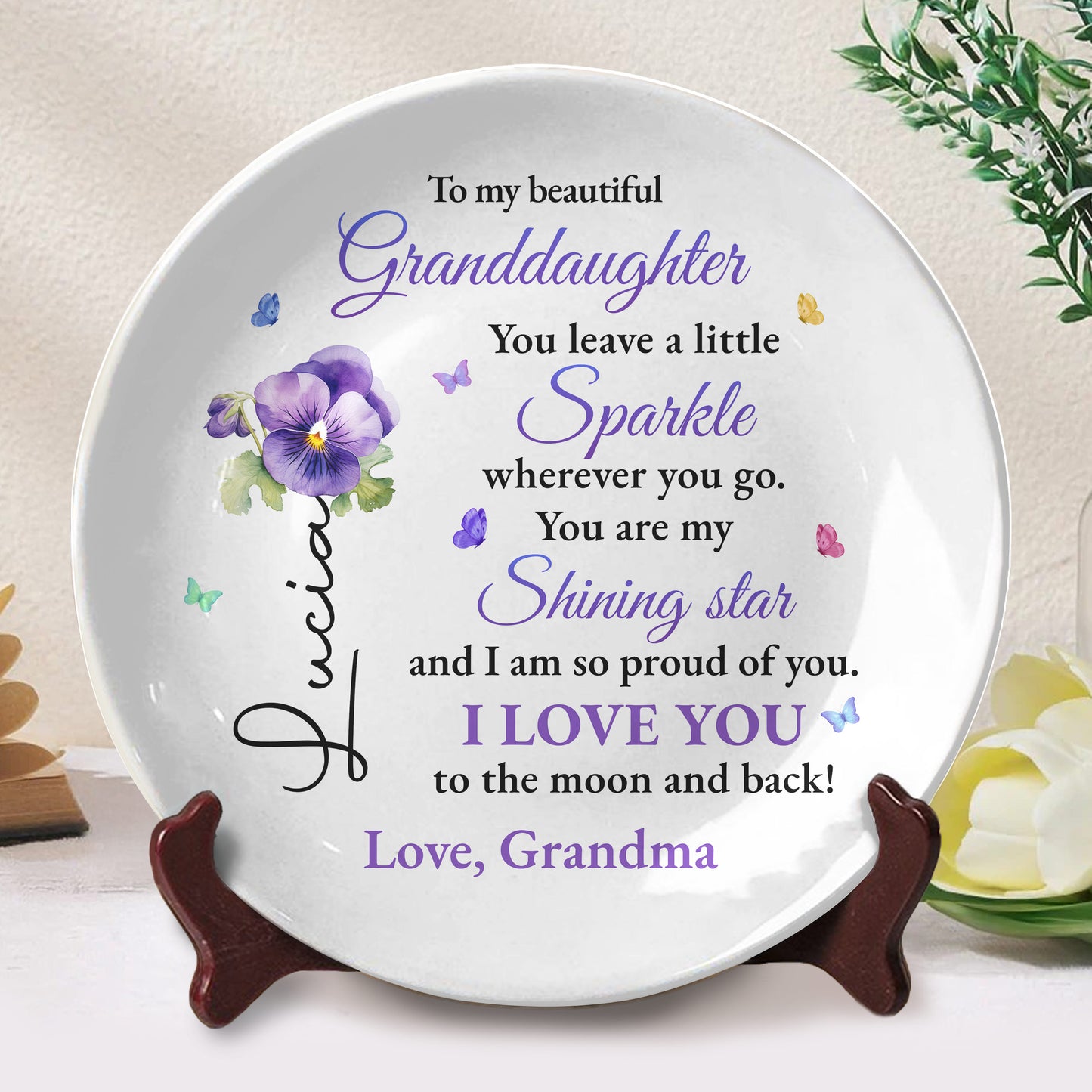 To My Beautiful Granddaughter, You Leave A Little Sparkle Wherever You Go, Flowers