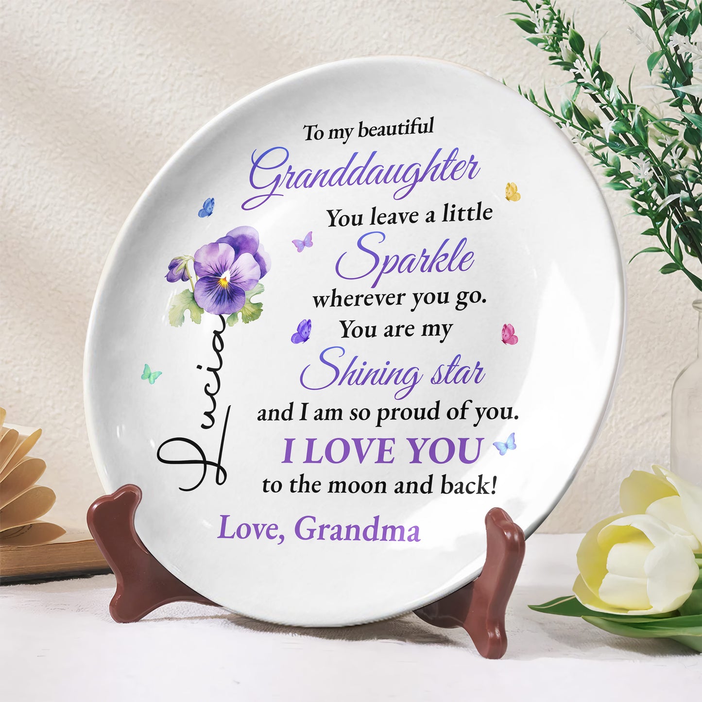 To My Beautiful Granddaughter, You Leave A Little Sparkle Wherever You Go, Flowers