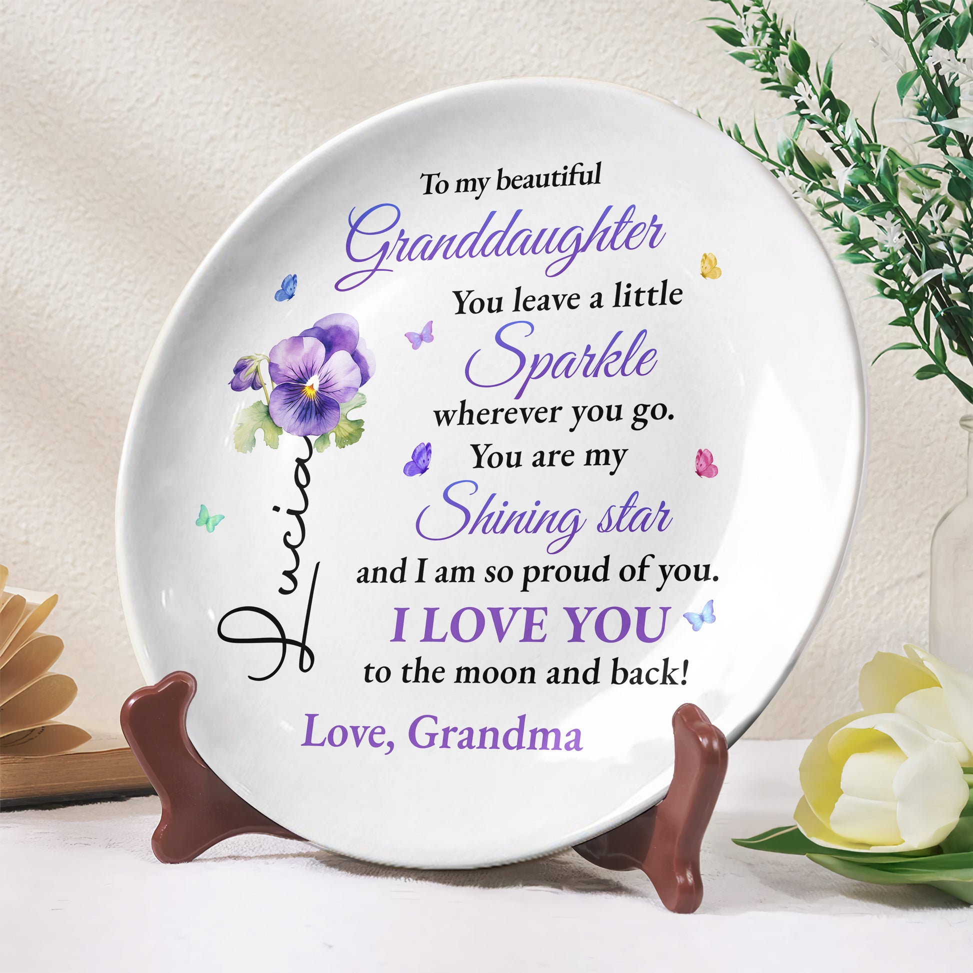 To My Beautiful Granddaughter, You Leave A Little Sparkle Wherever You Go, Flowers