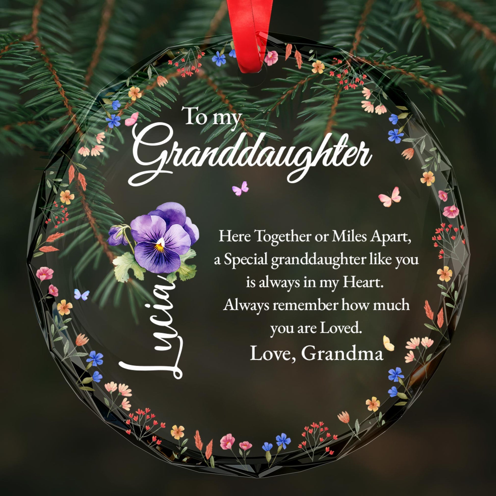 Special Granddaughter Always Loved Floral Glass Keepsake