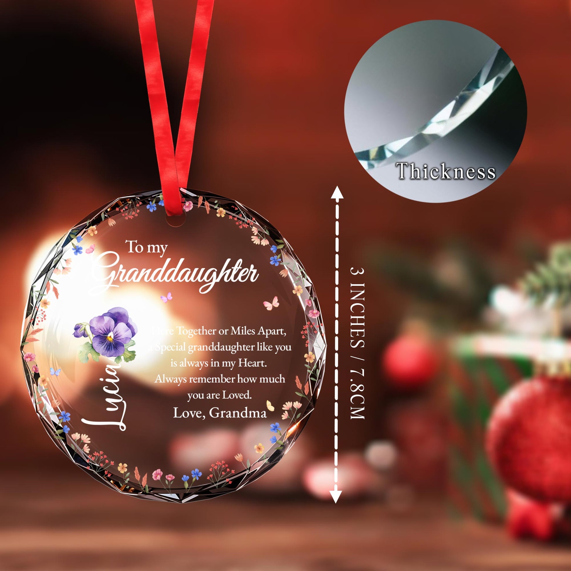 Special Granddaughter Always Loved Floral Glass Keepsake