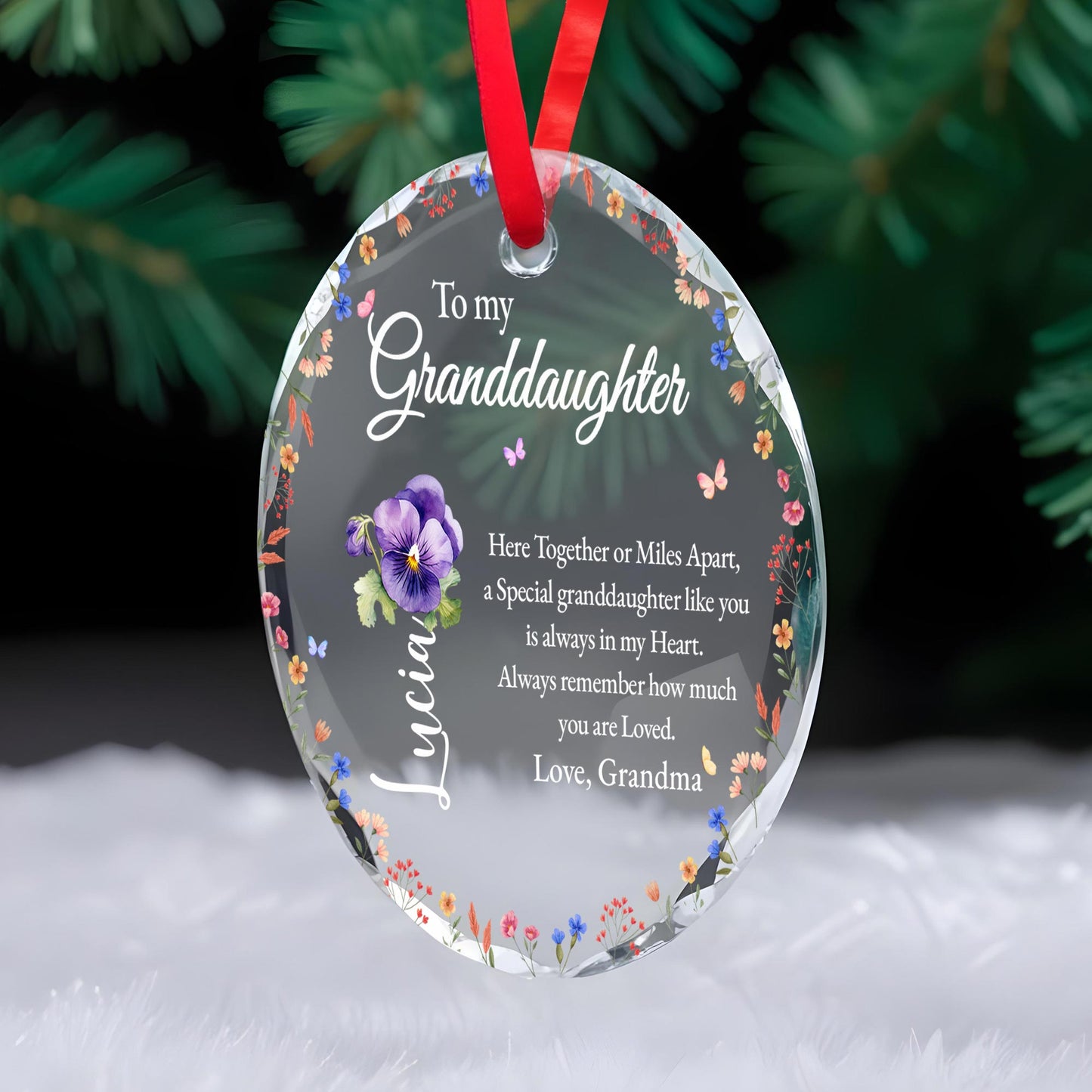 Special Granddaughter Always Loved Floral Glass Keepsake