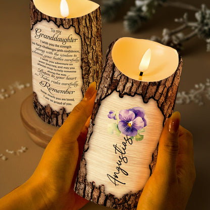 Listen To Your Heart Wood-Texture Floral Candle