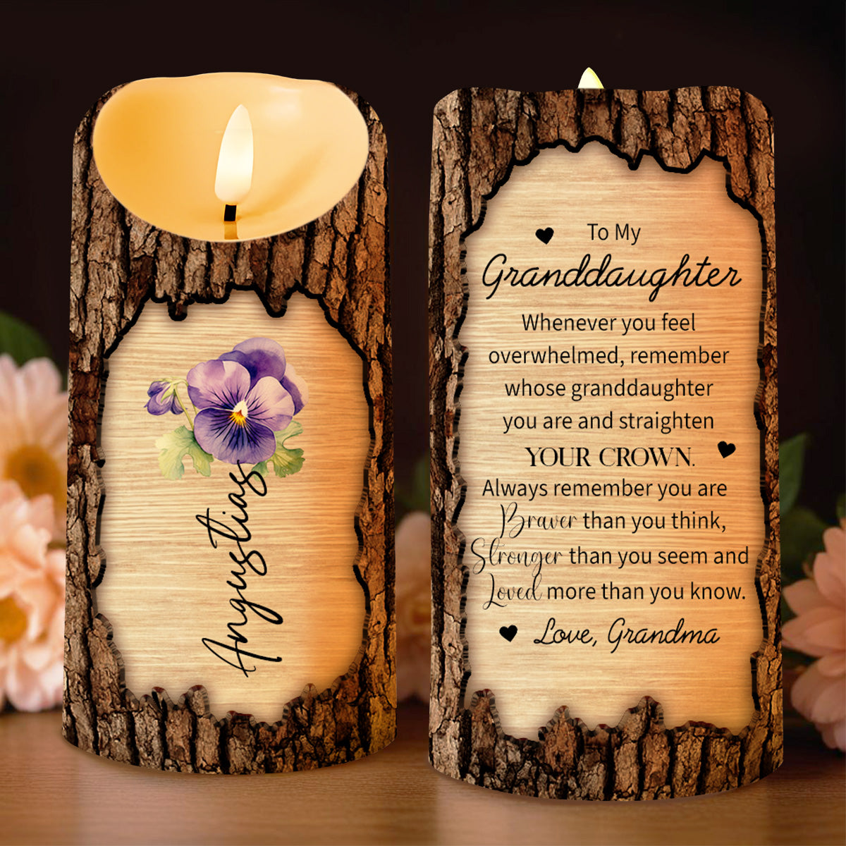 Braver Than You Think, Stronger Loved More Granddaughter Gift - Personalized Custom LED Candle - GDT200_LECA