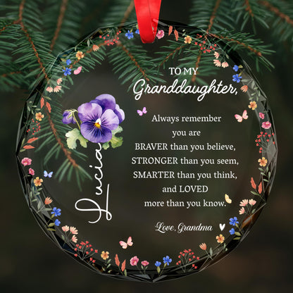 Braver Stronger Loved Inspirational Flower Ornament