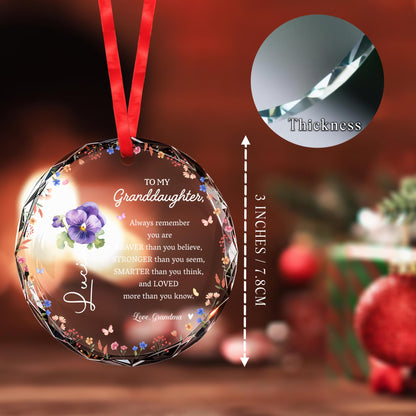 Braver Stronger Loved Inspirational Flower Ornament