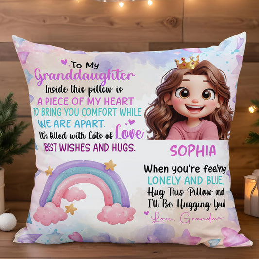 Heartfelt Hugs And Love Rainbow Pillow - Personalized Custom Pillow, Insert Included - GDT206_PLW