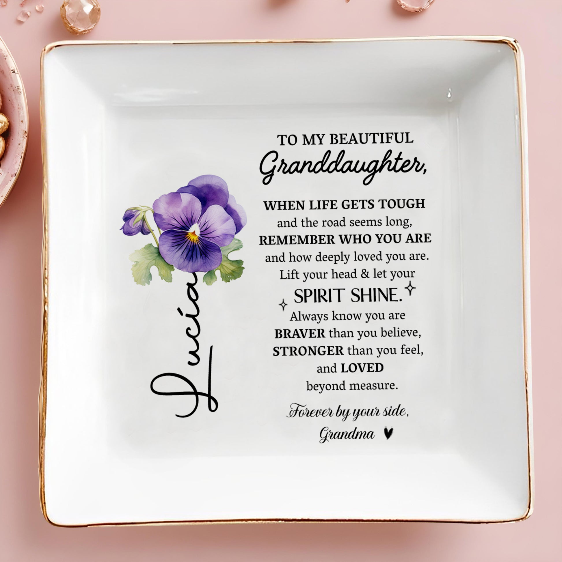 Beautiful Message For Granddaughter With Pansy Flower Design