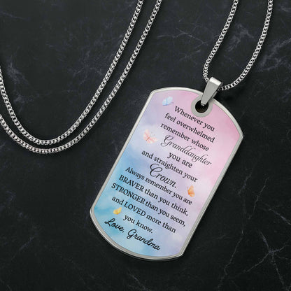 To My Granddaughter, Flowers And Butterflies Necklace