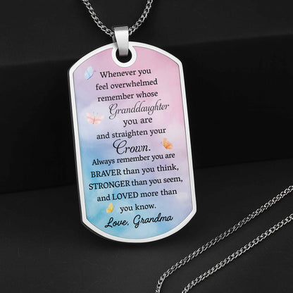 To My Granddaughter, Flowers And Butterflies Necklace