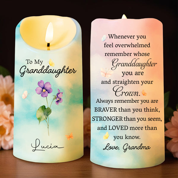 To My Granddaughter Crown And Flowers Quote