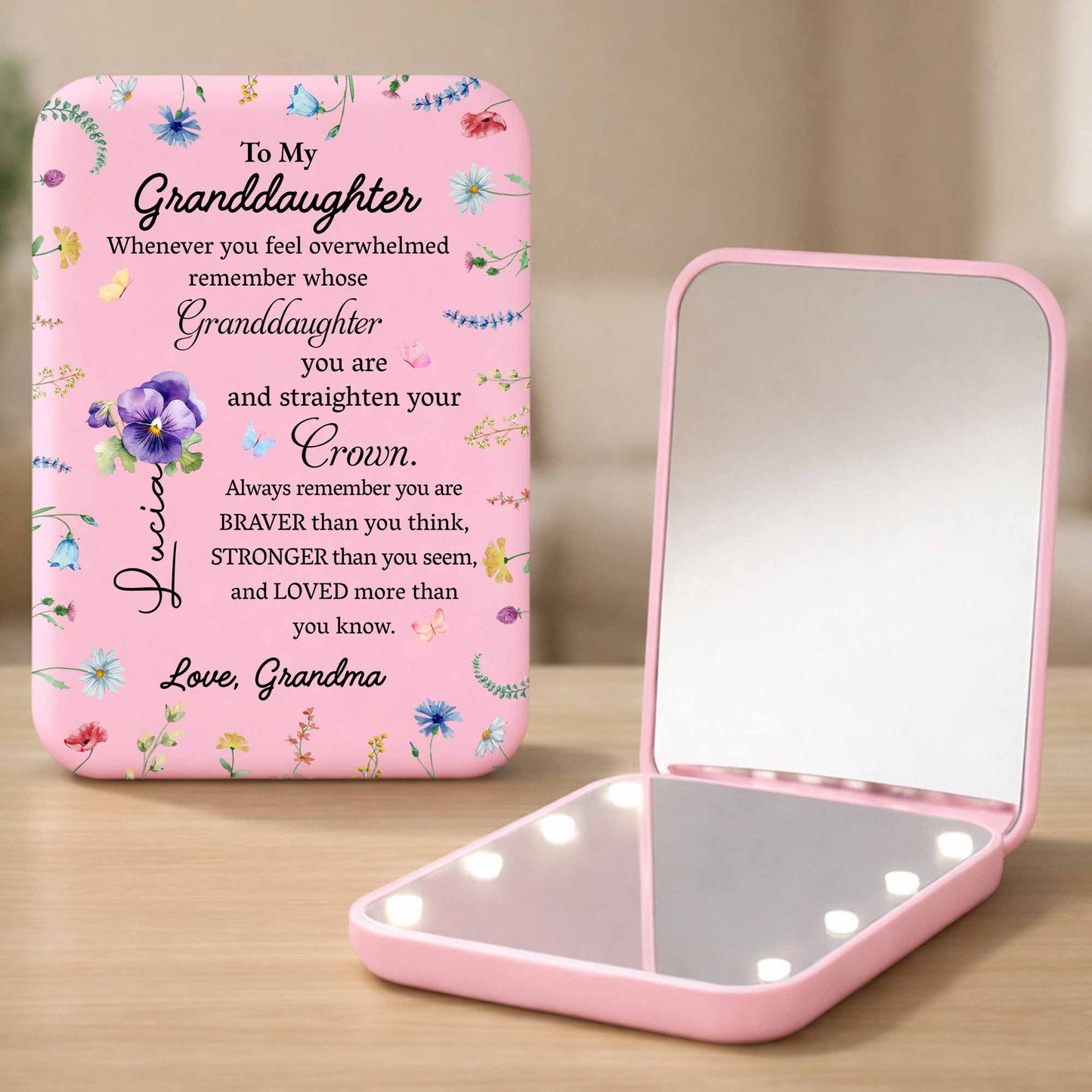 To My Granddaughter Straighten Your Crown Flower And Butterfly