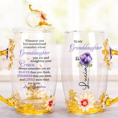 To My Granddaughter, Enamel Flowers and Spoon