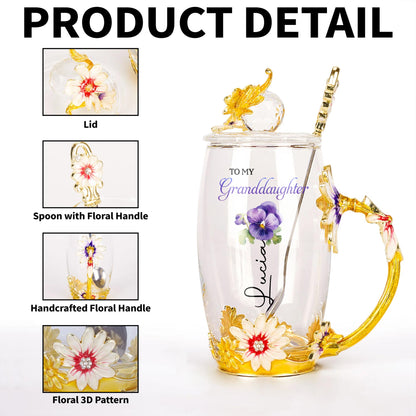 To My Granddaughter, Enamel Flowers and Spoon