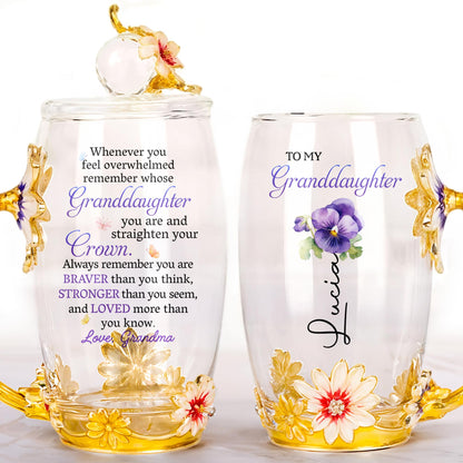 To My Granddaughter, Enamel Flowers and Spoon