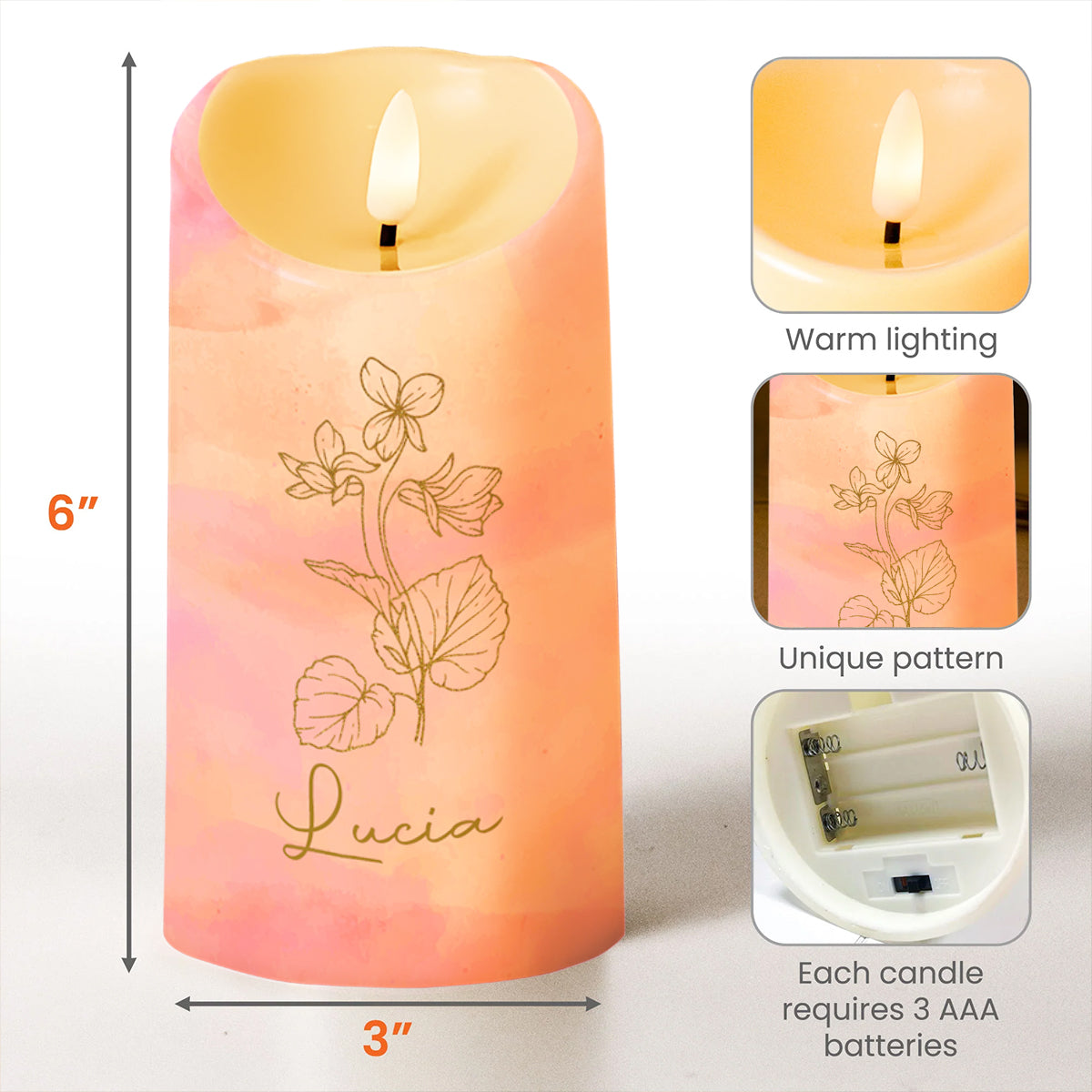 Vela de reflexión con amor y ánimo para mi nieta - Vela LED personalizada - GDT225_LECA