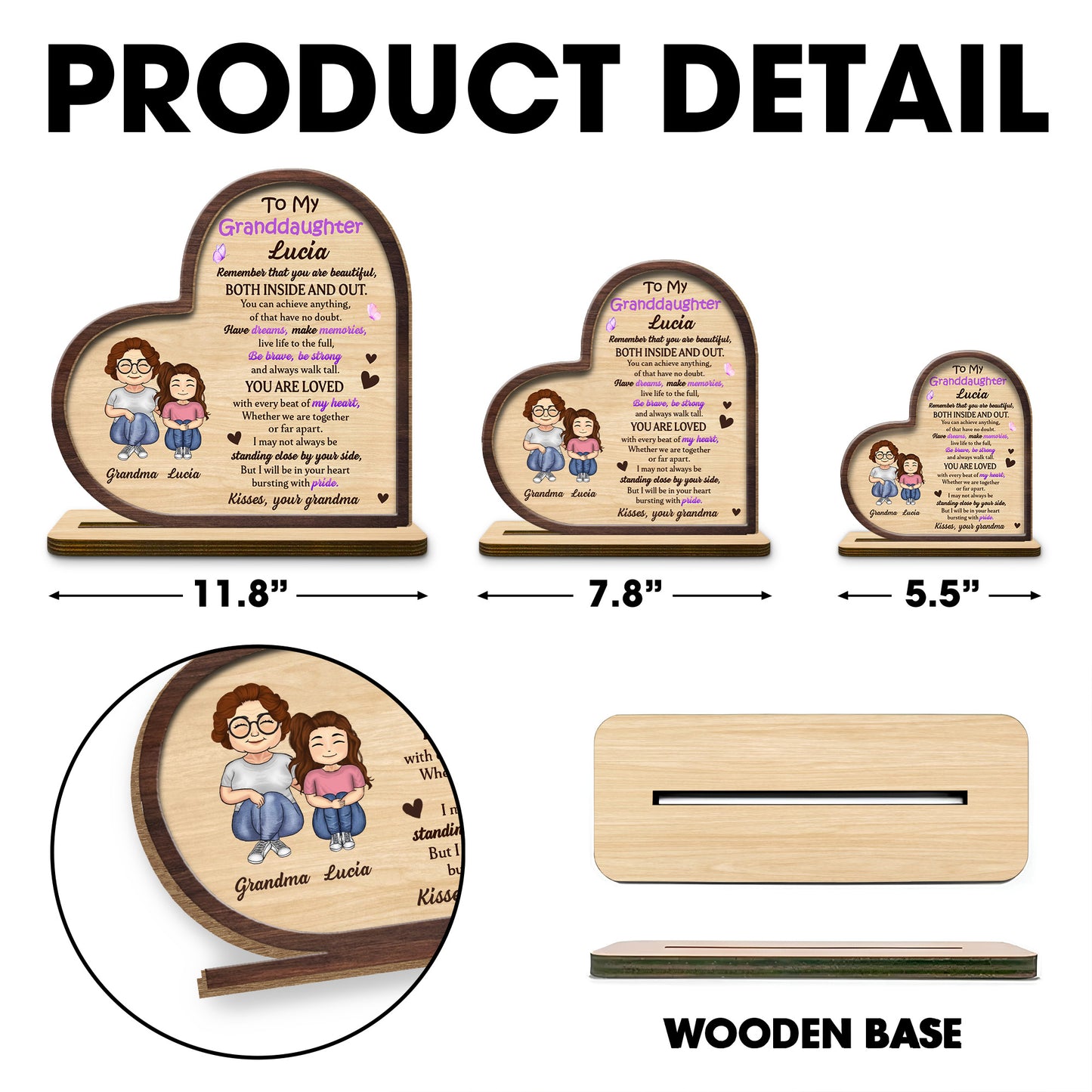 To My Granddaughter, Heartfelt Message With Hearts And Butterflies