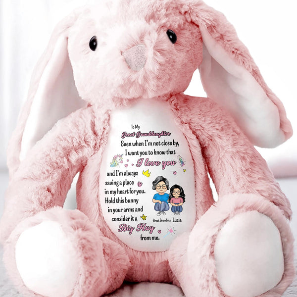 To My Great Granddaughter, Even when I'm not close by, Bunny and Hearts
