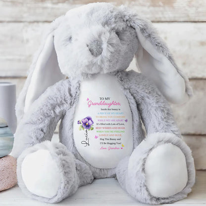 TO MY Granddaughter, Hug This Bunny And I'll Be Hugging You, Bunny And Flowers