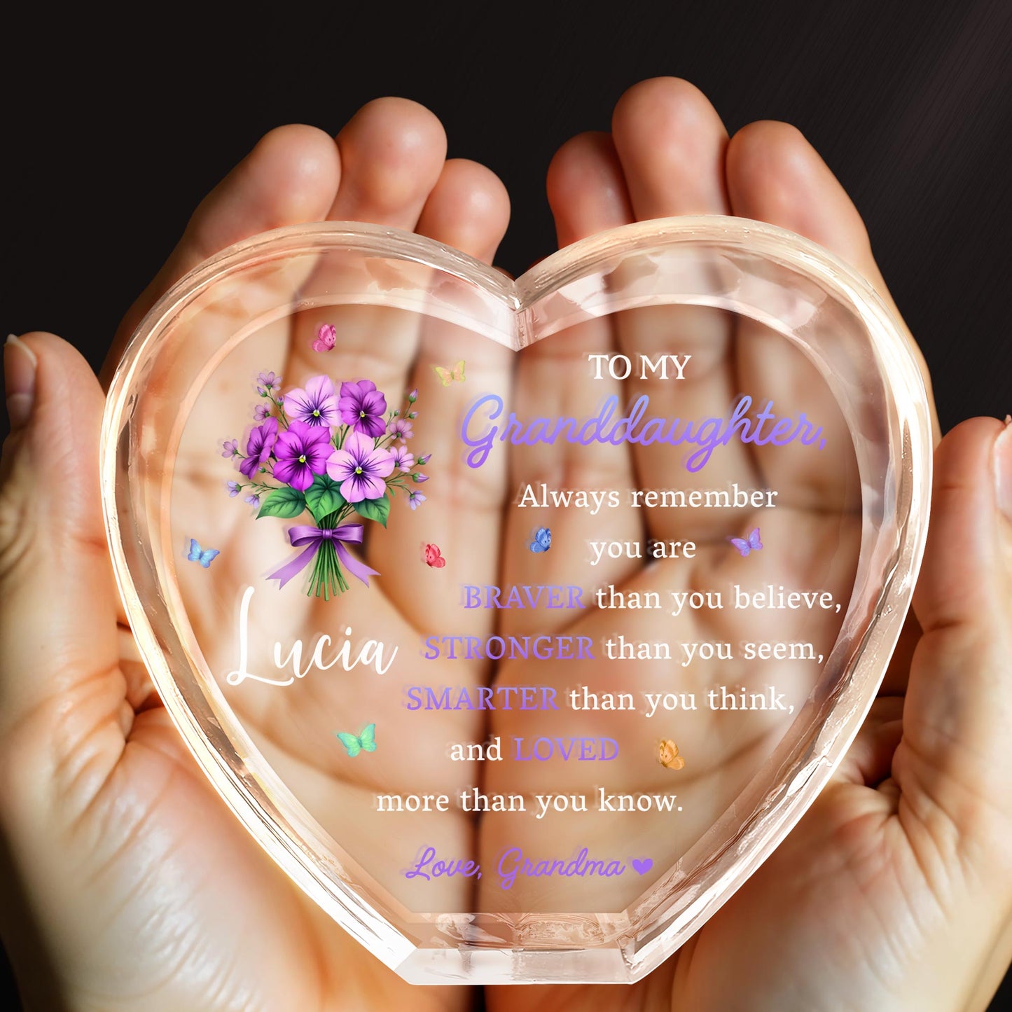 To My Granddaughter, Always Remember You Are Braver Than You Believe, Flowers and Butterflies