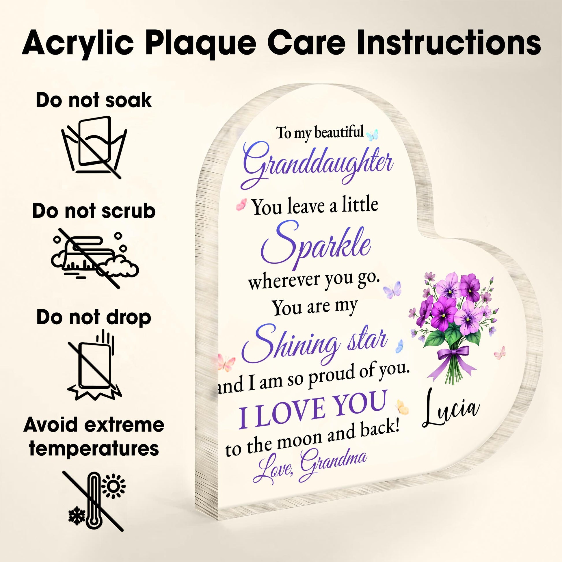 To My Beautiful Granddaughter, You Leave A Little Sparkle, Flowers and Butterflies