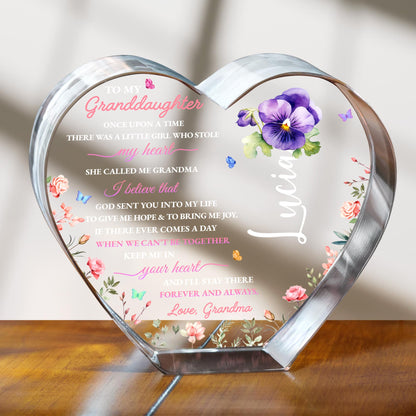 To My Granddaughter, Once Upon A Time There Was A Little Girl Who Stole My Heart, Flowers and Heart