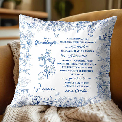 To My Granddaughter Love From Grandma Pillow With Flowers