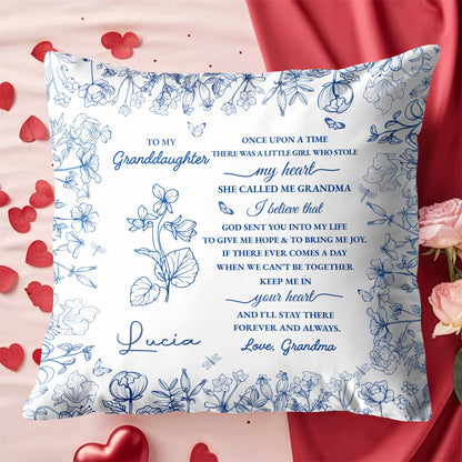 To My Granddaughter Love From Grandma Pillow With Flowers