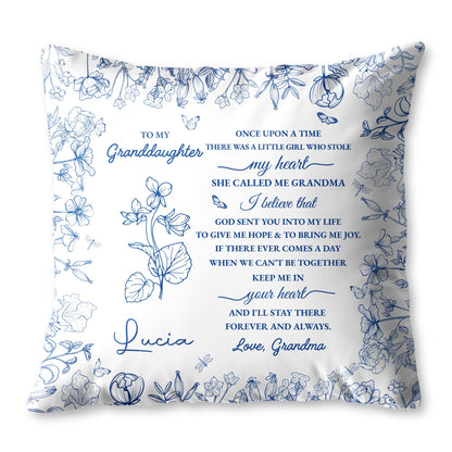 To My Granddaughter Love From Grandma Pillow With Flowers